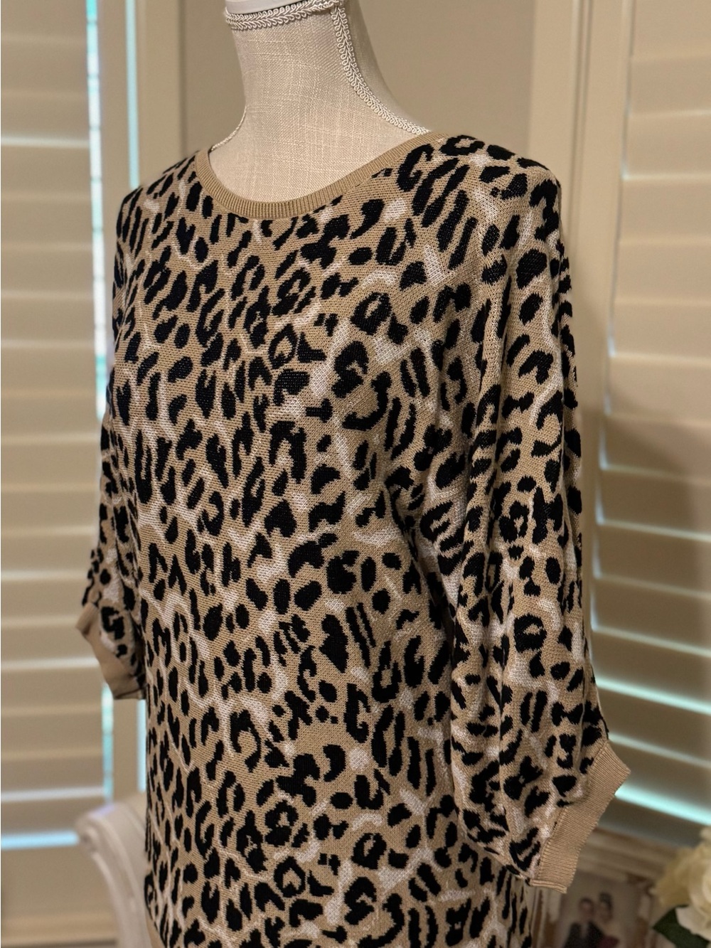 New York and Company Leopard Print Dolman Sleeve Sweater - Picture 4 of 8